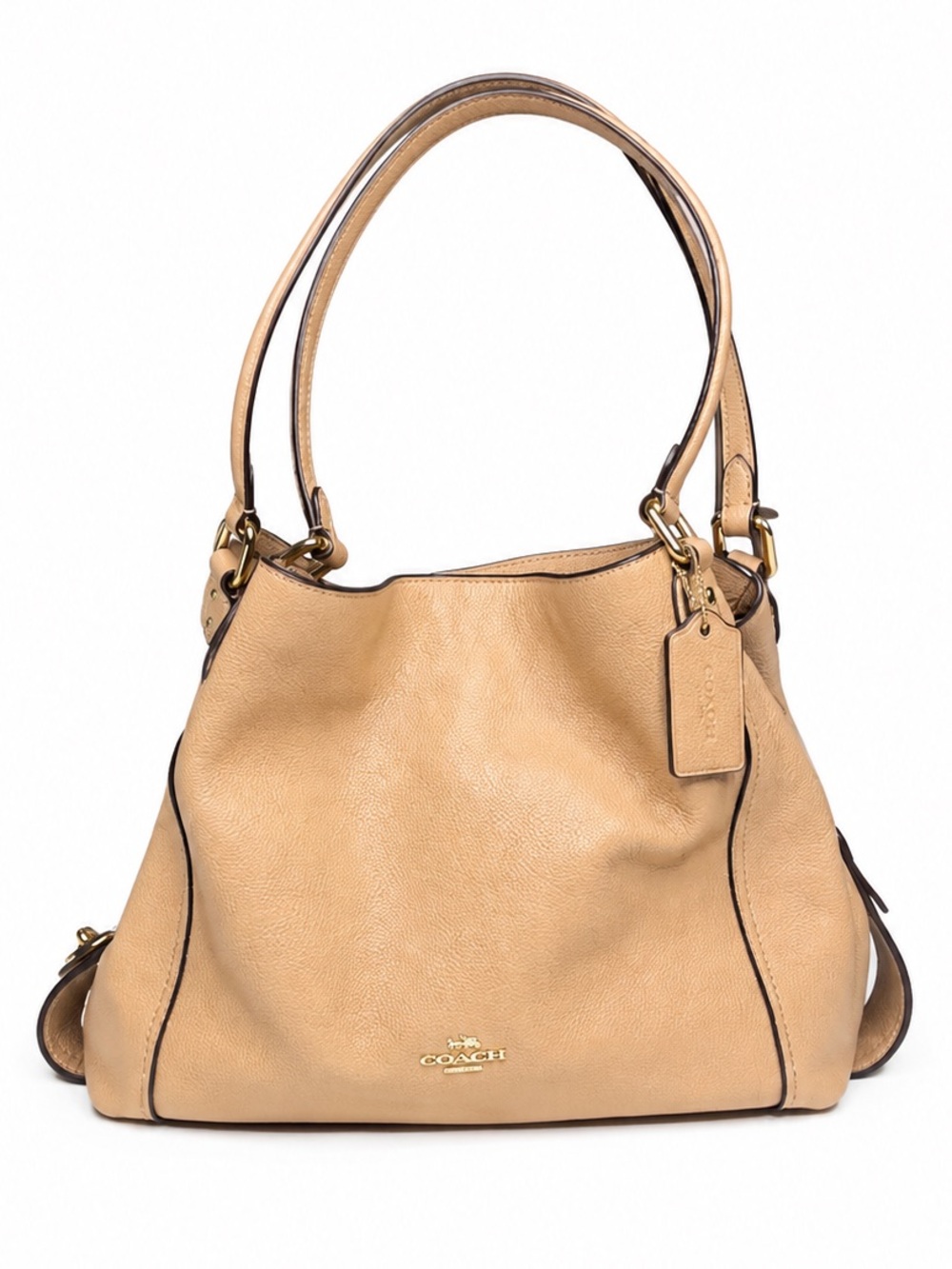 NWOT Coach Edie 31 Pebbled Leather Shoulder Bag Nude Beige Carryall 57125